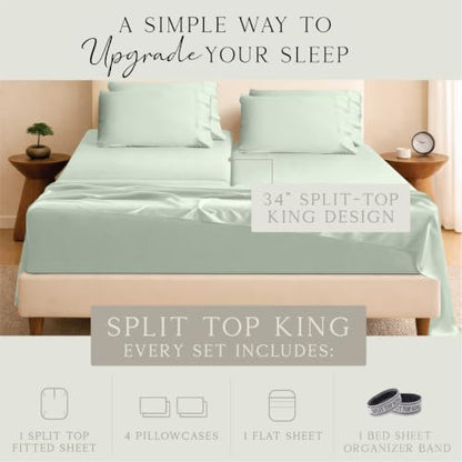 KARISSA MAE 6 Piece Luxury Bamboo Viscose 34" Split Top King Size Sheet Set