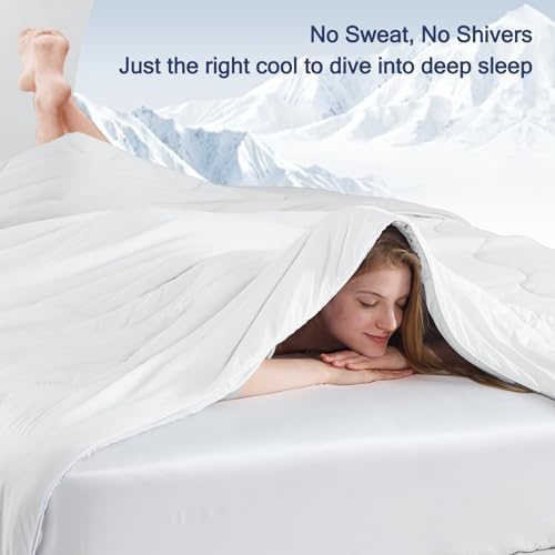 Vielit Cooling Comforter Queen Size for Hot Sleepers & Night Sweats, Luxury Lightweight Summer Comforter,Soft Dual-Sided Breathable Cooling Blankets,Q-Max>0.425,Machinewashable,90x90,White