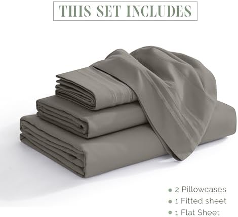 Elegant Comfort 4-Piece Bed Sheet Set - Luxury Bedding 1500 Premium Hotel Quality Microfiber, All Around Elastic 18-24 Inches Deep Fitted Sheet- Extra Deep Pocket Sheets, Queen, Grey
