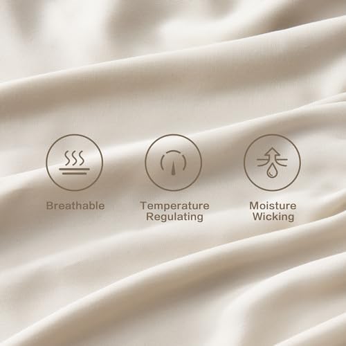 Andency Oatmeal California King Sheets Set 100% Viscose Derived from Bamboo