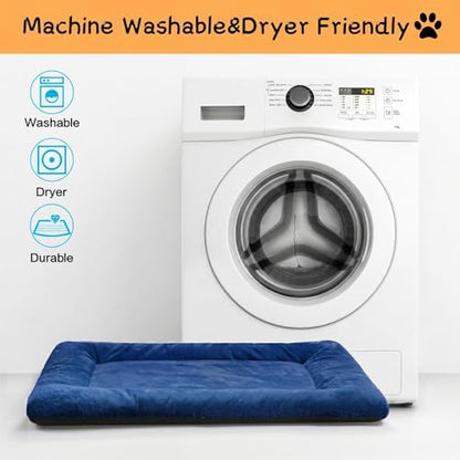 Dog Crate Pad Washable Dog Bed for Crate Medium Cozy Mat 36-Inch Navy Blue