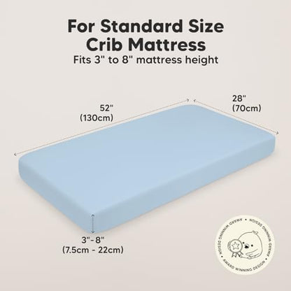 KeaBabies 2pk Organic Cotton Crib Sheets for Boys Girls 52x28, Cornflower
