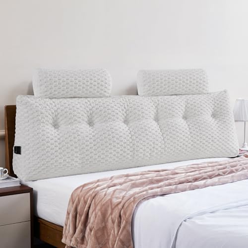 EUHAMS Headboard Pillow King with Neck Roll, Triangular Backrest Pillow