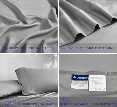 ACCURATEX Cooling Sheets for Hot Sleepers, Split King Size, Grey