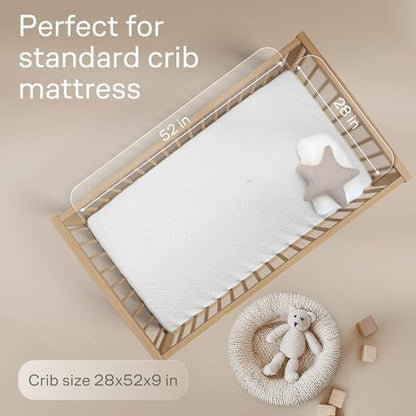100% Waterproof Crib Mattress Protector - 360 Pad Protection Against Spills, Stains & Accidents for Parents & Pet Owners - Noiseless & Cooling Viscose Made from Bamboo (52x28, White)