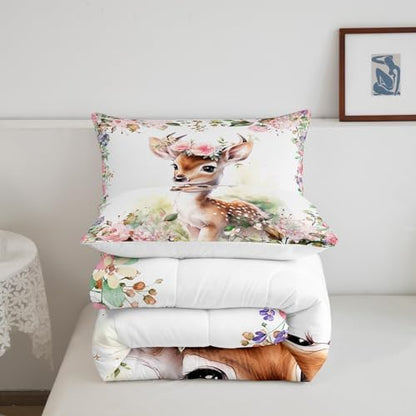 Feelyou Cute Deer Comforter Set Twin Size Boys Girls Teens