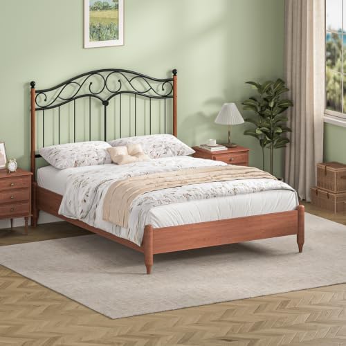 Queen Size Headboard Only, Vintage Metal Headboard for Queen Bed Black