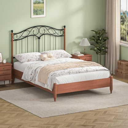 Queen Size Headboard Only, Vintage Metal Headboard for Queen Bed Black