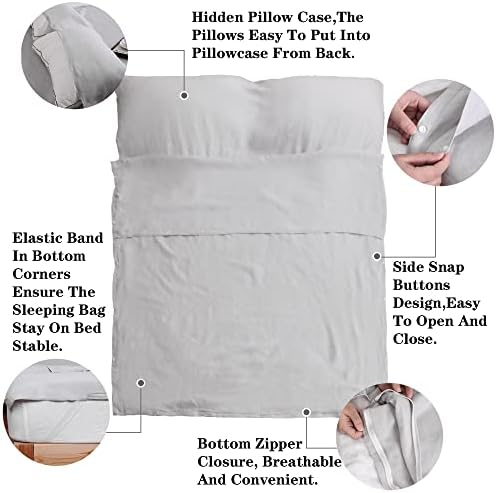 S VICTORY SYMBOL 100% Linen Portable Bed Sheet,Sleeping Bag Liner for Hotel and Travel,Sleep Sack Adult-Ultra Lightweight Backpacking with Zipper