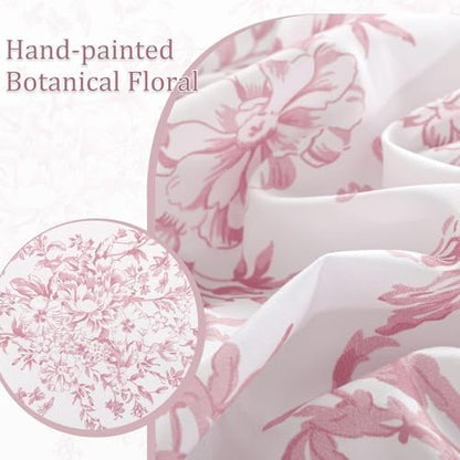 WONGS BEDDING Full Size Comforter Set 8 Pieces Pink Floral Bed Set