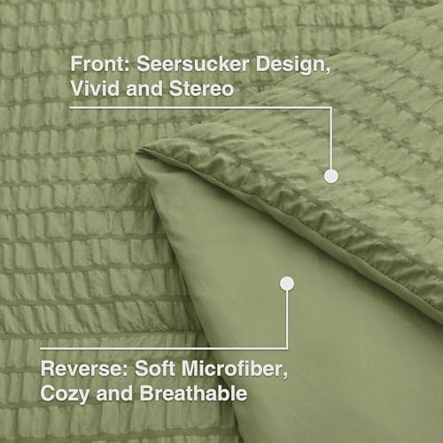 Love's cabin Seersucker Sage Green Full Comforter Set