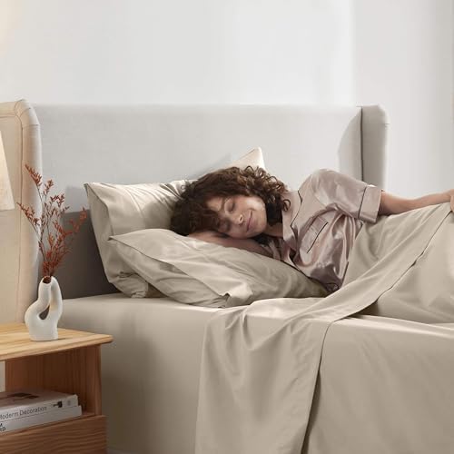 Nestl Twin XL Sheet Set - Bed Sheets - Beige Cream - 3-Piece Deep Pocket