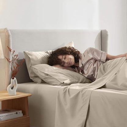 Nestl Twin Sheet Set - Bed Sheets - Beige Cream - 3-Piece Deep Pocket