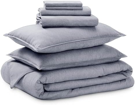 Bare Home Bed-in-A-Bag 7 Piece Set (King, Heathered Midnight Blue)