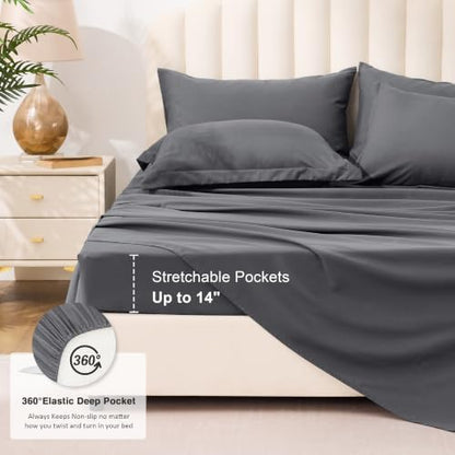 Love's cabin Twin XL Comforter Set Soot Grey, 5 Pieces Twin XL Bed in a Bag, All Season Bedding Sets with 1 Comforter, 1 Flat Sheet, 1 Fitted Sheet, 1 Pillowcase and 1 Pillow Sham