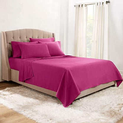 Clara Clark Twin Sheets, 5 Piece Set - Hotel Luxury Sheets for Twin Size Bed, Super Soft Bedding Set, Twin Size, Magenta