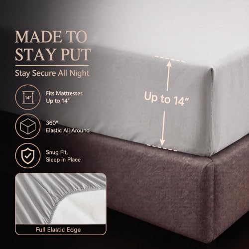 CozyLux Queen Comforter Set French Grey, 7 Pieces Pintuck Bed in a Bag