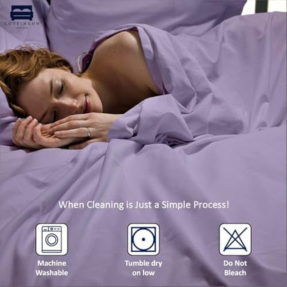 Cottingon 4 Piece RV King Sheets Fits 15" Deep, Egyptian Cotton, Lavender