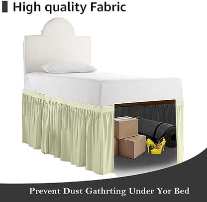 Crown Collection Twin XL 32" Inch Drop Long Dorm Bed Skirt, Ruffled Pattern College Dorm Room Bed Skirts, Split Corner, Easy Care, No Wrinkle Cotton Microfiber Bed Skirt