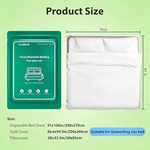 4 Pack Disposable Bed Sheet Queen Size for Travel
