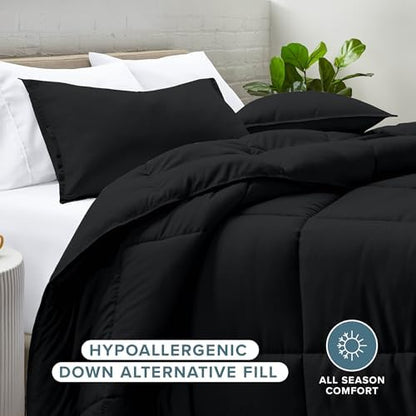 Bare Home Comforter Set - 1800 Ultra Soft (Oversized King, Black)