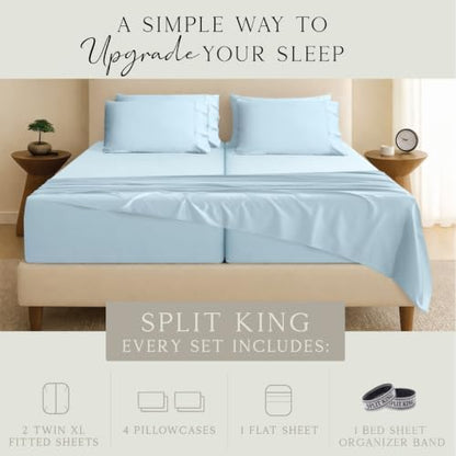KARISSA MAE 7 Piece Luxury Bamboo Viscose Split King Sheets, FSC Certified