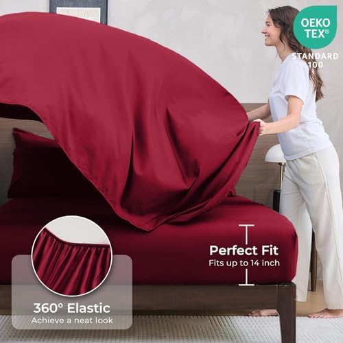 HEVUMYI 7-Piece California King Comforter Set, Red Bed in a Bag