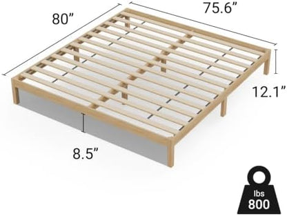 LIFEMENT King Bed Frame Classic Wood Platform, Noise Free, Under Bed Storage, No Box Spring Needed, Easy Assembly, New Natural