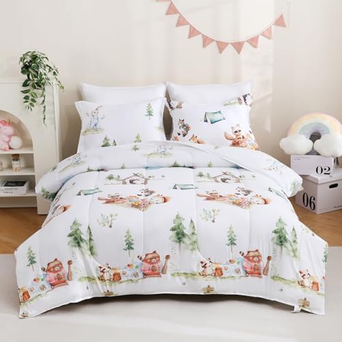Yibeizi Camper Animal Print Comforter Set Twin Woodland Bedding