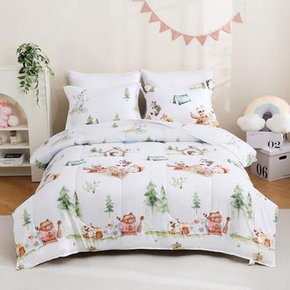 Yibeizi Camper Animal Print Comforter Set Twin Woodland Bedding