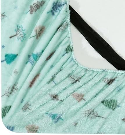 Elegant Comfort Luxuriously Soft 4-Piece Holiday Velvet Plush Flannel Sheet Set - Premium Quality - Cozy Warm, Christmas Fuzzy Velvet Flannel Fleece Deep Pocket Sheet Set - Twin, Mint Pine Trees