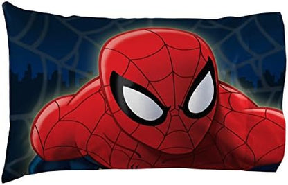 Jay Franco Kids Sheet Set with Fitted, Flat Sheets & Pillow Cover - Ultra-Soft Bedding with Pillowcase for Room Decor, Blue - Spiderman, 4 Piece Full