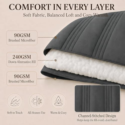 CozyLux Twin Comforter Set Dark Grey - 5 Pieces Complete Bedding Set