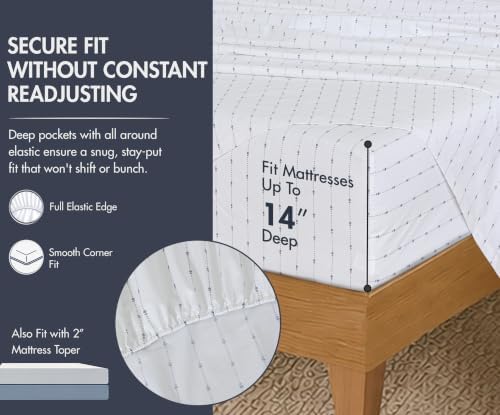 ZOYER 100% Cotton Sheets – California King Percale Bedding, Cooling & Breathable, Durable with a Crisp, Soft & Comfortable Feel, 14" Deep Pocket, 4-Piece Set, Doted Bud