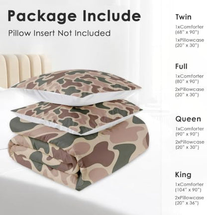 Pamnest King Comforter Set, 3 Pieces Camo Army Bedding, All Season