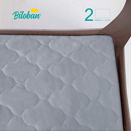 Pack and Play Mattress Protector Pad Sheets Fitted Waterproof 2 Pack, Gray