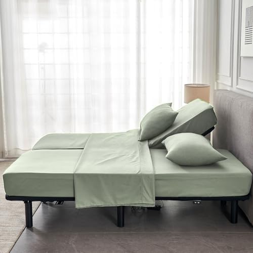 Kingnex Split California King Sheets Set for Adjustable Bed Sage