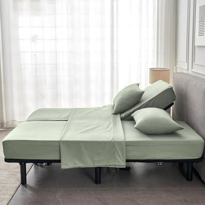 Kingnex Split California King Sheets Set for Adjustable Bed Sage