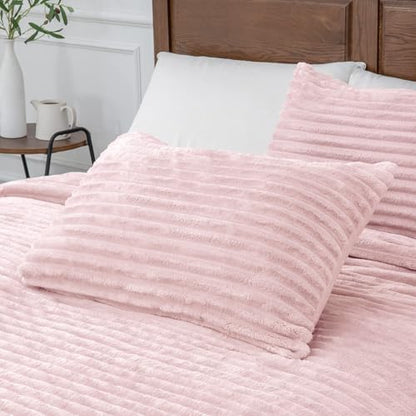 BEDELITE Fleece California King Comforter Set, Fluffy Bed Set, Pink
