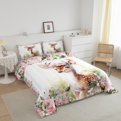 Feelyou Cute Deer Comforter Set Boys Girls Teens