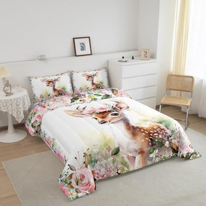 Feelyou Cute Deer Comforter Set Boys Girls Teens
