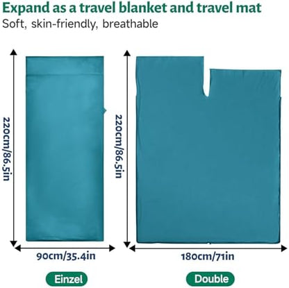 Ultralight Sleeping Bag Liner, Satin Sleep Sack, Comfy Breathable & Cooling & Silky Soft liner, Travel Sheets & Adult Sleep Sack with 2 Way Zipper, Ideal for Backpacking, Hotel, Camping, Hostels
