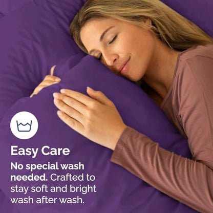 Standard Pillow Cases Set of 8 - Ultra Soft Pillowcase Covers - Purple