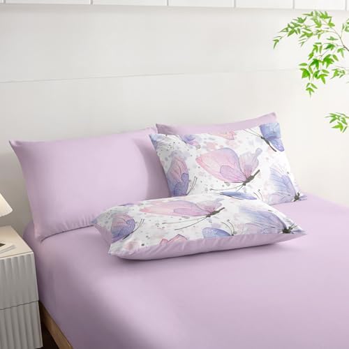 7Pcs Comforter Set Butterflies Printed Bedding Set with 1 Comforter, 1 Flat Sheet, 1 Fitted Sheet and 4 Pillowcases for Boys and Girls Bedroom All Season(Butterflies-2 Twin)