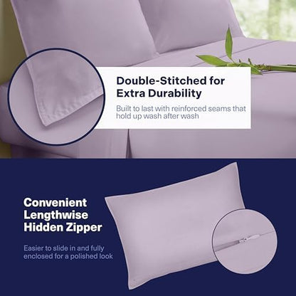Kickoff Viscose Bamboo Sheets King Size 4-pc 100% Organic Bamboo Viscose Bed Cooling Sheets King Size Set Cool Bedding for hot Sleepers Sheet Set - Gift Ready Packaging (Lavender, K)