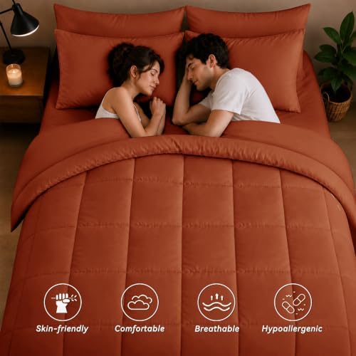 Anluoer King Size Comforter Set, 7 Piece Bed in a Bag King Bedding Sets