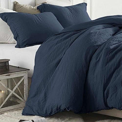 King Size Comforter Set 3 Piece, Navy Blue, 90x104 inch