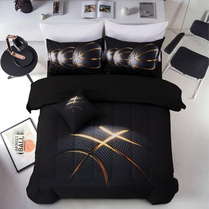 A Nice Night 6Pcs Bed in A Bag Twin Basketball Comforter Set for Kids Teen