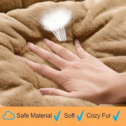Dog Crate Pad Washable Dog Bed for Crate Medium Cozy Mat 30-Inch Camel