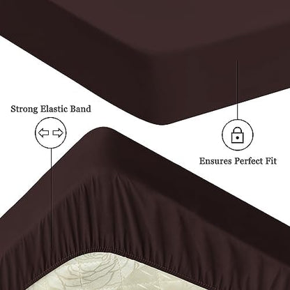 Sufdari Waterproof Mattress Protector, Mattress Cover Twin Size for Bed,18" Deep Pocket Fitted Sheet Style Mattress Protector with Elastic Rubber Chocolate,Twin